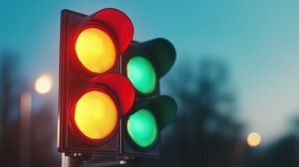 Traffic congestion control timelapse photography of traffic light synchronization in urban environment