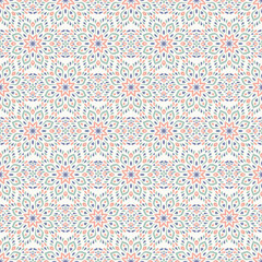 seamless pattern with stylized floral motifs in pastel shades. Peach and mint green oriental background for traditional design, textile, linen, scarf, silk.