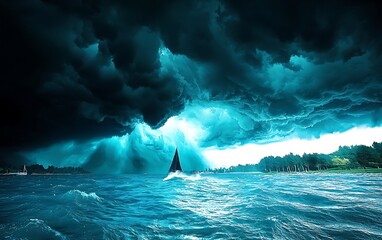 Stormy Sea Sailboat