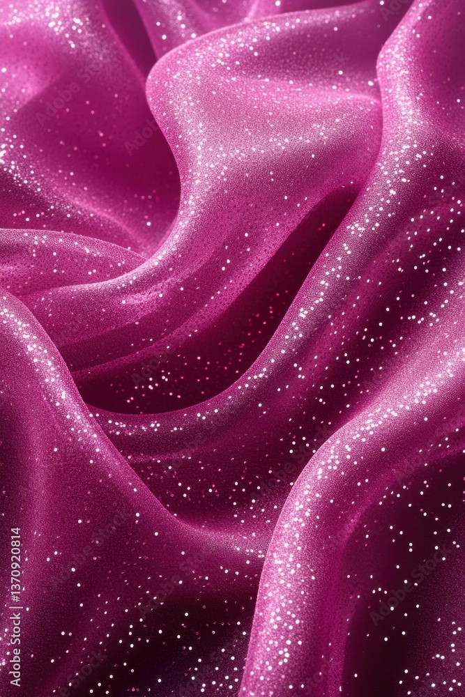 Aufkleber luxurious magenta fabric with shimmering glitter creating elegant folds for a captivating abstract t