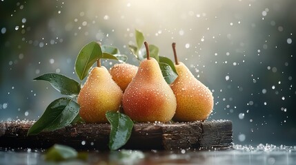 Fresh pears in a rustic setting