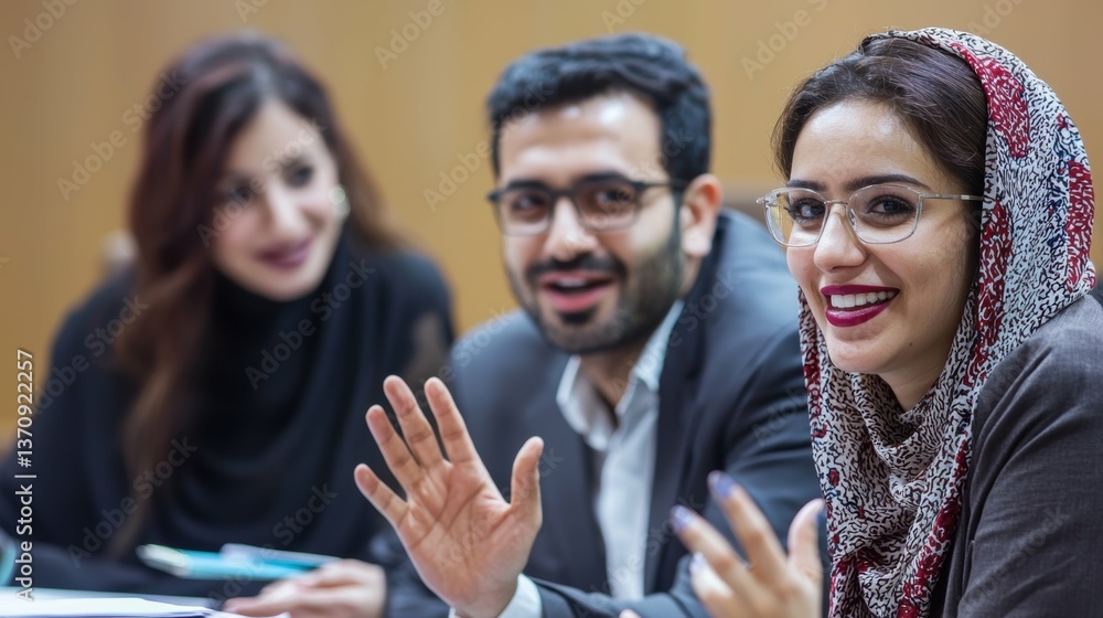 Poster engaging team meeting discussion office setting professional interaction collaborative environment c