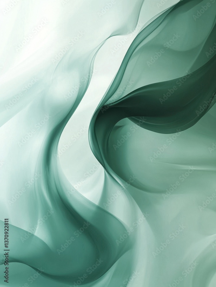 Aufkleber ethereal teal fabric flowing gracefully creating soft curves and elegant waves in a serene compositi