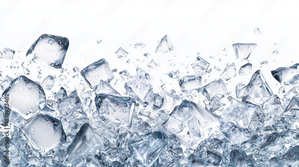 Poster cool crystal cubes: capturing the essence of refreshing ice, this image showcases an array of crysta