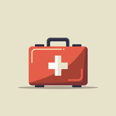 Obraz premium Red first aid kit illustration on beige background