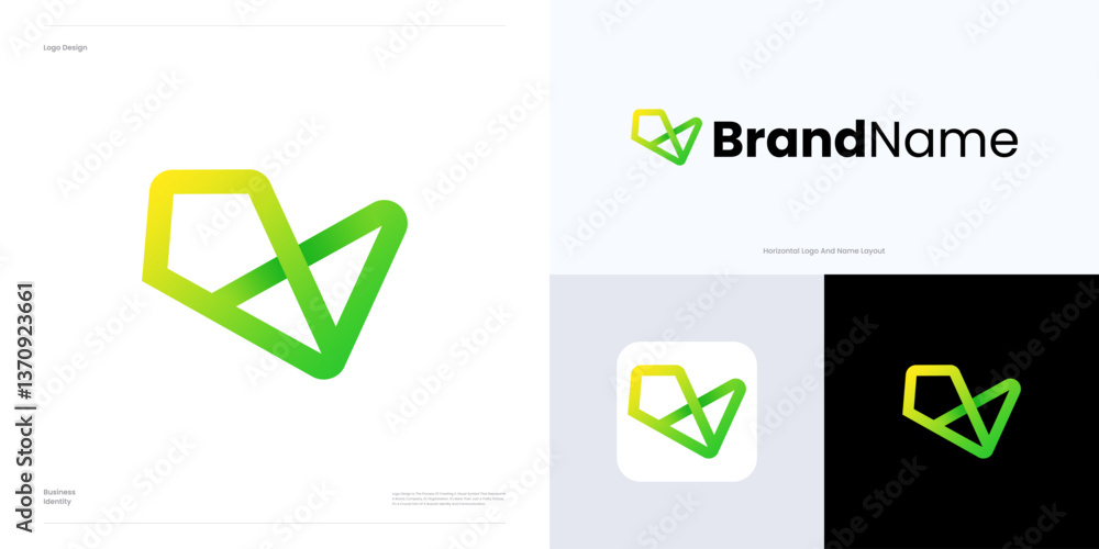 Poster creative letter v logo icon design vector element editable, symbol initial v with flowing monoline c
