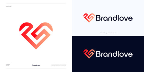 Love logo icon design vector element editable, Creative Letter S integrated with love sign, Symbol modern initial S combination with geometric monogram heart mark with dynamic vibrant gradient color.