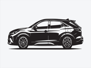 Naklejka premium Crossover Car Silhouette with Sleek Design and Modern Automotive Aesthetics