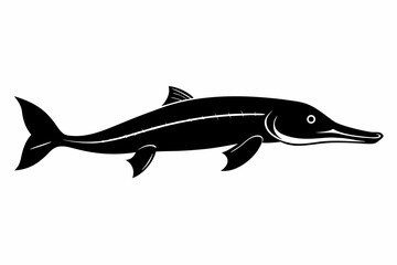 Naklejka premium Alligator gar silhouette black vector