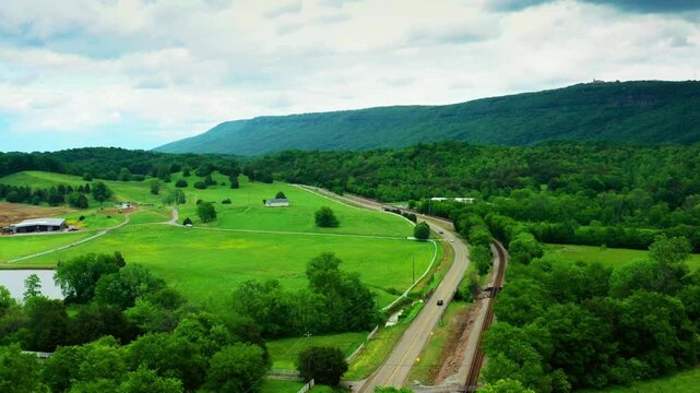 landscape with green hills