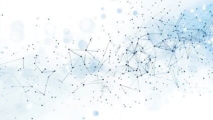Abstract technology background with black dots and lines on a white background, representing a global network concept or digital connection structure in a low-poly style,