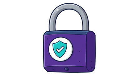 Isolated Padlock with Shield and Check Mark