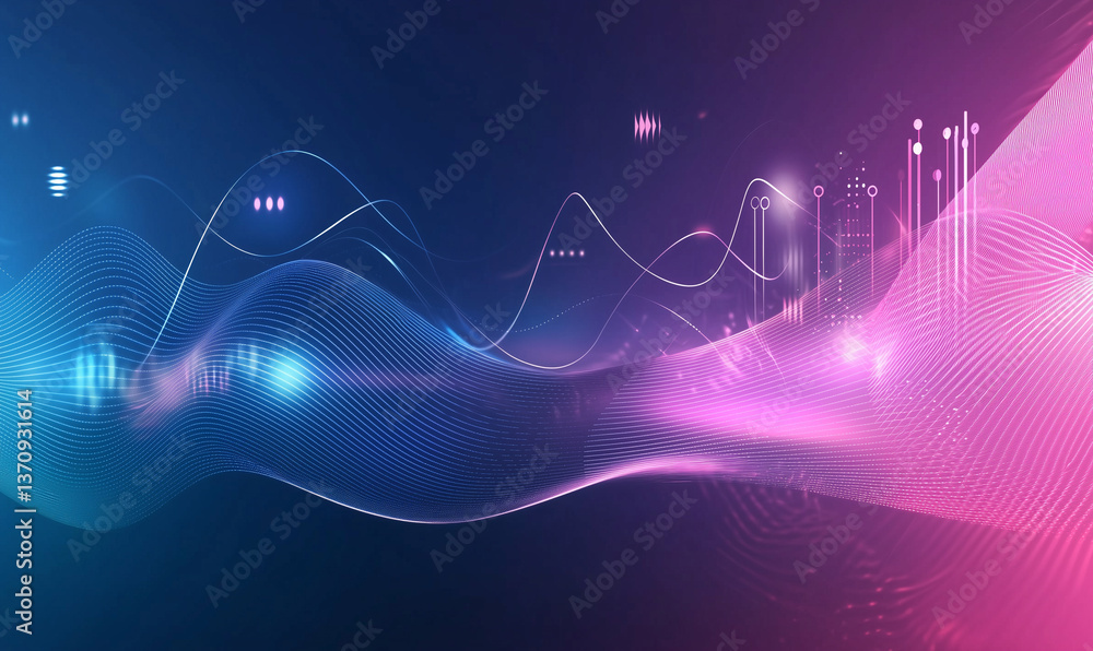 Aufkleber dynamic sound waves visualized in a digital space abstract audio representation vibrant color palett