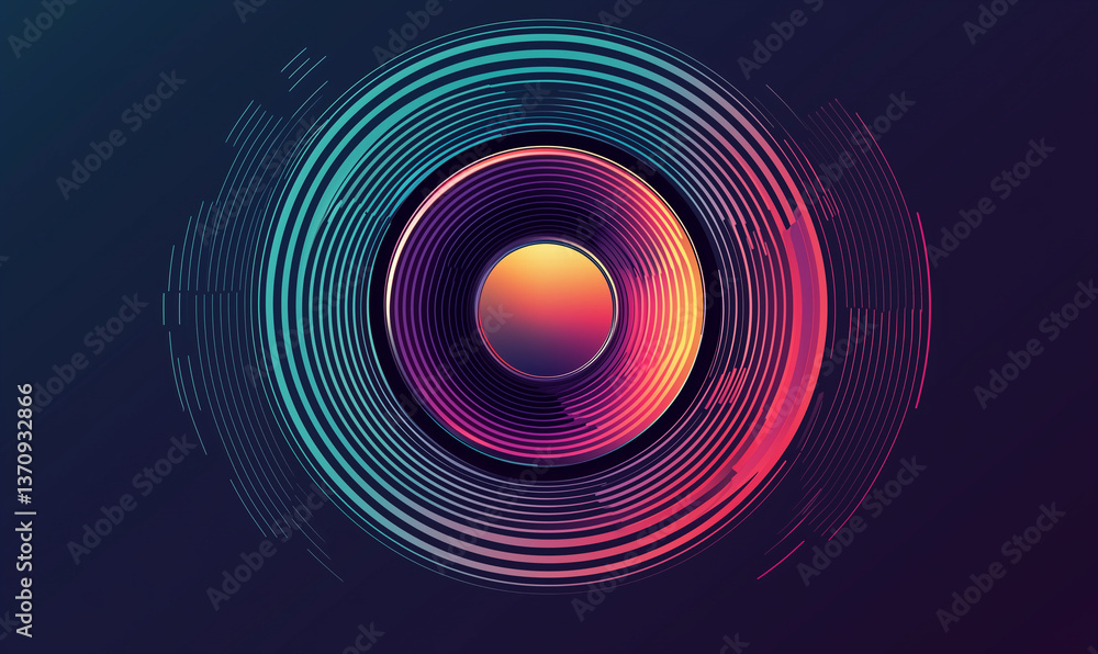 Aufkleber dynamic audio visualization digital media graphic design abstract environment circular perspective e