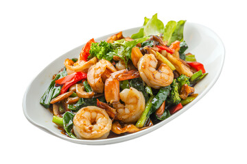Vibrant shrimp stir-fry with fresh vegetables in a delicious sauce.