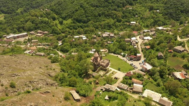 Aerial view of the Goshavank monastery in the village of Gosh in the Tavush Province of Armenia