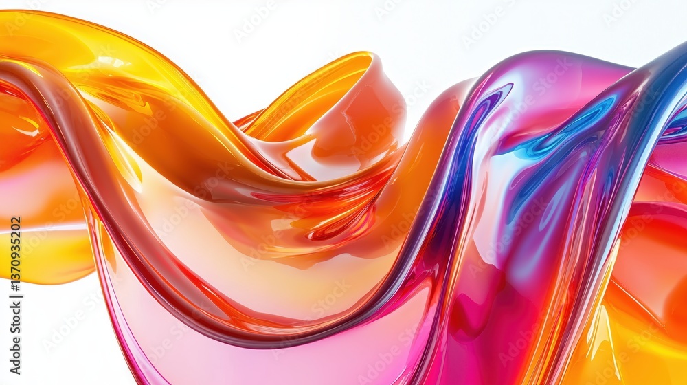 Poster colorful waves: captivating display of flowing, multi-colored waves. the interplay of light on the f