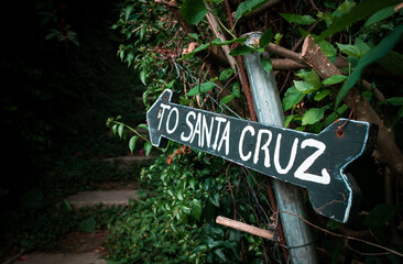 To Santa Cruz sign - Lake Atitlan, Guatemala