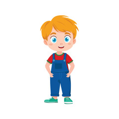 Cute boy kid vector illustration on a white background, featuring a cheerful child with a joyful expression. Perfect for childhood, education, and cartoon character designs.