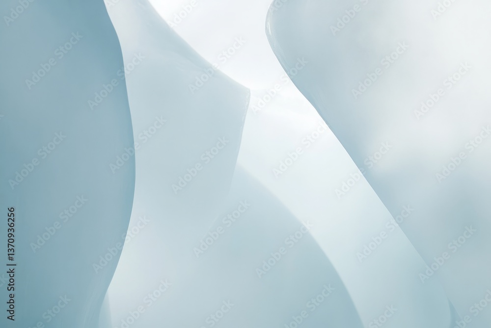 Poster the image is a close up of a white object with a blue hue. strategy with minimalist waves in light b