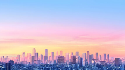 Fototapeta premium Pastel Cityscape Skyline at Sunrise Sunset View