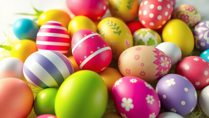 Naklejka premium Colorful Painted Eggs for Easter Celebrations