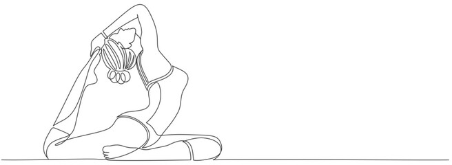 Woman sitting  yoga Continuous one line drawing Vector illustration