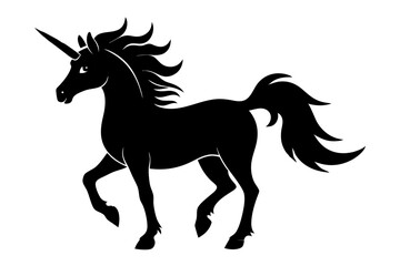unicorn silhouette black vector
