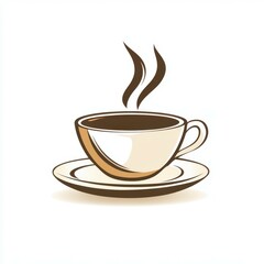 Obraz premium Hot cup of coffee with steam rising, served on a simple plate in a cozy setting for a relaxing morning drink experience