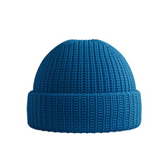 A cozy, deep blue beanie ready for winter adventures, showcasing a richly textured knit in a clean studio shot.