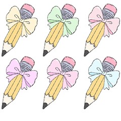 Coquette Bow Pencil Charm Set.Pretty Bow Pencil Elegance Kit