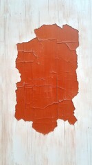 Orange paint peeling on an aged surface; aged texture