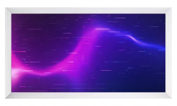 a purple and blue holographic background with a white border