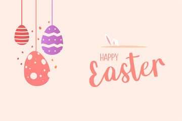 Happy easter with egg in pastel background