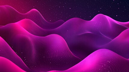 Abstract graphic depiction of glowing undulating waves in space