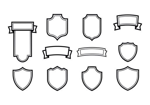 Collection of Vintage-Style Blank Shields and Ribbons