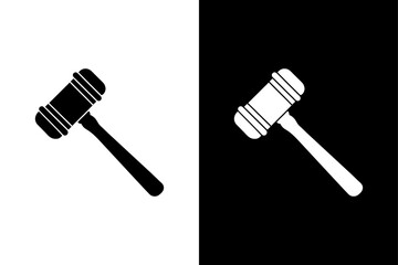 Black & White Judge Gavel Vector Icon Perfect for Legal Graphics.
