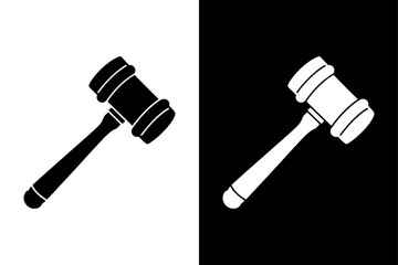 Black & White Judge Gavel Vector Icon Perfect for Legal Graphics.