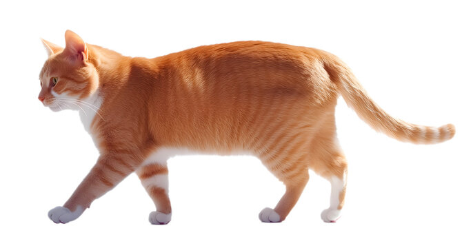 Un chat roux isol&eacute;, sur fond transparent.