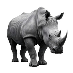 Obraz premium A full body shot of a rhinoceros standing with a black background looking at the camera angle