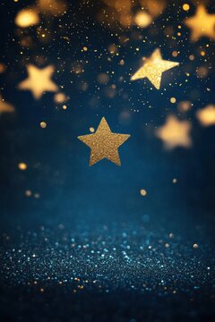 Fototapeta golden stars on blue background
