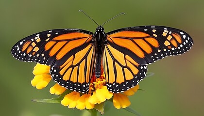 Obraz premium Monarch Butterfly on Flower, Close-up