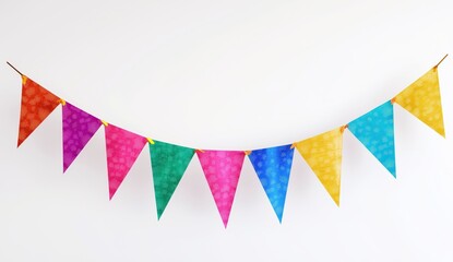 Fototapeta premium Colorful Celebration Garlands: Vibrant pennant flags strung across the scene create a festive mood of celebration, inviting viewers to immerse themselves in joy and excitement.