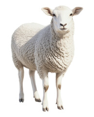Fototapeta premium Cute and Fluffy White Sheep Standing on a Clean Background, Isolated on Transparent Background
