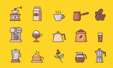 Coffee and Beverage Minimalist Icon Collection for Cafe Branding, Web, and UI Design