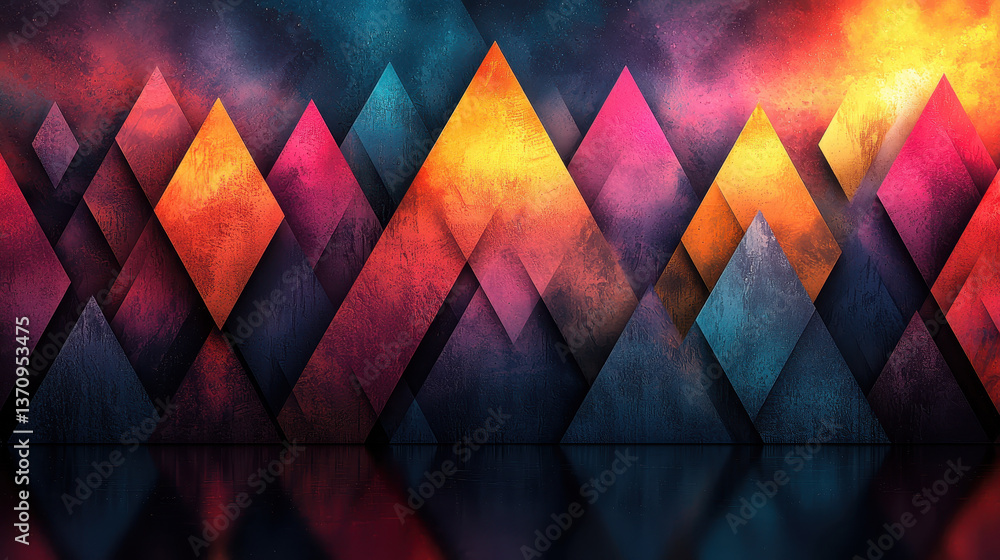Poster colorful digital pattern with sharp angles and futuristic designs showcasing precision and symmetry 