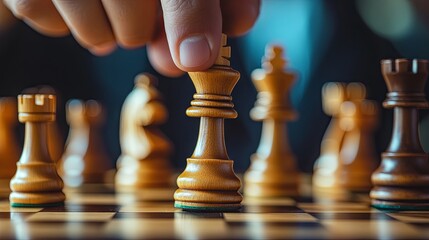 Detailed close-up shots of chess pieces in action, showcasing strategic moves in the game