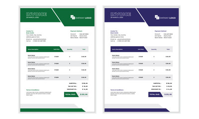 Green and White Modern Business Invoice Template
