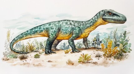 Obraz premium High Quality Watercolor Painting of a Mosasaurus in a Natural Seascape Environment