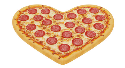 Isolated Heart Shaped Pepperoni Pizza